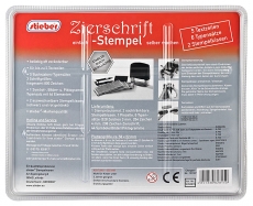 stieber® ZIERSCHRIFT-Stempelset zum Selbersetzen, 5 Zeilen: 6 Typensätze, 2 Kissen, Stempelunterlage
