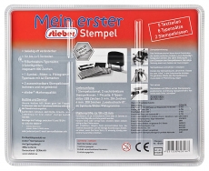 *Beschreibung beachten!* stieber® Mein erster-Stempelset zum Selbersetzen, 5 Zeilen: 6 Typensätze, 2 Kissen, Stempelunterlage