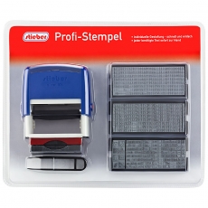 stieber® Stempel zum Selbersetzen, 5 Zeilen: 6 Typensätze, 2 Kissen, Stempelunterlage