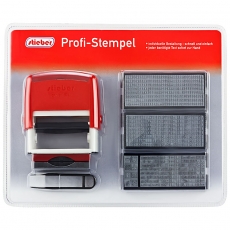 stieber® Stempel zum Selbersetzen, 5 Zeilen: 6 Typensätze, 2 Kissen, Stempelunterlage