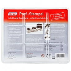 stieber® Stempel zum Selbersetzen, 5 Zeilen: 6 Typensätze, 2 Kissen, Stempelunterlage