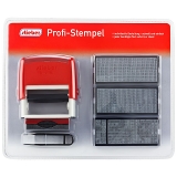 stieber® Stempel zum Selbersetzen, 5 Zeilen: 6 Typensätze, 2 Kissen, Stempelunterlage