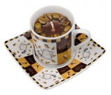 PREISLEISTUNG! Duftkerze (z. B. Tischgeschenk / Gastgeschenk) in echter Espressotasse mit Untertasse in wunderschöner Geschenkverpackung